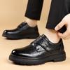 Sapatos masculinos casuais para aumento de altura Sapatos masculinos preguiçosos Sapatos de couro com sola grossa e velcro Sapatos de trabalho sem cadarço Sapatos de algodão grossos e quentes para homens