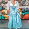 2023 Nuevo traje de cerveza de Múnich de talla grande Vestido largo de manga corta con estampado y cordones Traje para actuación escénica
