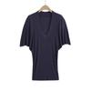 SY9123-25 Primavera Nuevo Estilo Americano Deseo Puro Perezoso y Relajado Cuello en V Grande Manga Murciélago Camiseta