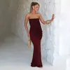 Ropa de Mujer AliExpress 2026 Otoño Nuevo Color Sólido Elegante Sin Tirantes Sin Mangas Fruncido Malla Patchwork Vestido