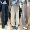 Pantalones Suaves tipo Guadaña 440g Tipo Cachemira Adelgazantes Joggers Costura Lateral Delantero Pierna Ancha Casuales F1017L