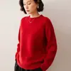 Suéter de cachemira de tres hilos y cinco agujas para mujer, jersey holgado y grueso de punto, jersey de cuello redondo a juego para otoño e invierno.