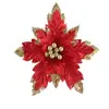 Accesorios para decoración de árbol de Navidad, coronas, tallos florales, flores artificiales, flores simuladas, flores de Navidad, flores falsas, decoraciones de Navidad