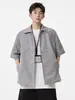 Camisa Plaid Plegada de Manga Corta Estilo Hong Kong 2026 para Hombre, Nueva Tendencia de Verano Ciboy Holgada Casual