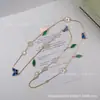 Versión Alta Trébol de Cuatro Hojas Estilo Nuevo Rima Púrpura Aroma a Flor de Ciruelo Pulsera de Cinco Pétalos Mariposa Mismo Estilo que Celebridad de Internet Collar de Mariposa Azul de Gama Alta