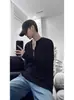 Sudadera de punto gofre con media cremallera transfronteriza para hombre, de alta gama, corte limpio, estilo americano de alta calle, camiseta de manga larga básica