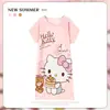 Pijama Feminino Verão Manga Curta Fino Desenho Animado Pequeno Fresco Fofo Estilo Ins Solto Camisola Doce Estudante Roupas de Casa