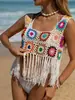 Camisola Bohemia de Ganchillo con Borlas para Mujer, Top de Verano Estilo Étnico Calado para Vacaciones en la Playa