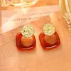 Pendientes de Rombo con Corte de Diseño de Nicho Moda Otoño e Invierno Nuevos Pendientes Personalizados Estilo Retro de Hong Kong Pendientes Simples Elegantes