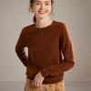 Outono e Inverno Novo 100% Caxemira Manga Longa Gola Redonda Suéter Solto Camisa Base Quente Suéter Térmico Tricô Feminino