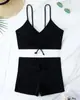 Traje de baño de dos piezas dividido multicolor con tirante plano para el hombro, bikini, 2025, comercio transfronterizo, fabricantes de impresión de Europa y Estados Unidos, venta al por mayor