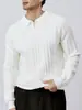 Otoño e Invierno Hombres Texturizado Casual Versátil Tejidos Parte Superior Masculina Cremallera Parcial Solapa Manga Larga Suéter Sencillo Hombres