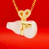Exquisito colgante de calabaza de imitación de oro de 24k para mujer, colgante de piedra ojo de gato de moda para transmisión en vivo de celebridades de internet, accesorios al por mayor transfronterizos