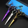 Tesoura de Cabeleireiro Shenxingzhe Colorida com Padrão de Dragão 6,0 polegadas Tesoura de Corte Tesoura Reta Tesoura Desbastadora Logo Personalizável