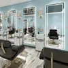 Espejo Estación de Barbería Famoso en Internet de Moda, Espejo para Salón de Peluquería, Dedicado para Cortar el Cabello, con Luces LED, Montado en Pared, Unilateral, Diseño Simple