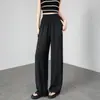 Pantalones de pierna ancha para mujer de Lyocell Tencel Lino, estilo delgado de verano, con caída, estilo Old Money Ropa para mujer, Pantalones rectos de algodón y lino
