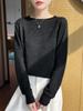 Suéter Jacquard Embossado Estilo Francês para Mulheres, Novo Suéter Base Quente de Fio Fino, Elegante Suéter Brilhante de Seda