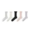 Calcetines de verano finos de seda para mujer, calcetines transpirables de malla hasta la pantorrilla, calcetines blancos de encaje apilados estilo ballet combinados con zapatos pequeños de cuero