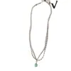 Collar de doble capa con colgante de piedra natural exquisita de nicho Ins coreano, estilo fresco, cadena simple para clavícula, nuevo estilo para mujer