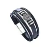 Pulsera de Cuerda Trenzada de Cuero Estilo Punk Moda Europea y Americana Pulsera de Hombre Multicapa Tendencia de Moda Brújula Pulsera Personalizada