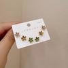 Conjunto de Brincos de Flores Coloridas Fresco de Verão e Versátil Brincos Coreanos Simples Pequenos Exquisitos para Mulheres