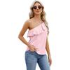2024 Amazon AliExpress primavera e verão novo ombro simples babado cor sólida colete top plissado para mulheres