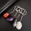 Llavero Colgante Amuleto Piedra Natural Cristal Gema Cruda Llavero de Metal Decoración para Bolsas Venta al por Mayor