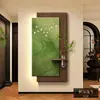 Pintura Decorativa de Entrada Estilo Medieval, Pintura de Luz LED de Alto Padrão, Pintura em Arenito, Plantas Verdes Hidropônicas, Arte de Parede para Corredor de Entrada