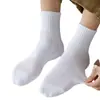 Calcetines de Algodón para Hombre, Calcetines de Media Caña para Primavera y Otoño, Resistentes al Olor, Absorbentes del Sudor, Suela de Toalla, Calcetines Deportivos Largos Blancos para Baloncesto al por Mayor