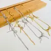 Coreia do Sul Nova Chegada Corrente de Colar Pulseira Osso de Cobra Dourado Prateado com Laço Corrente de Clavícula Elegante Colar Versátil para Mulheres