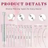 Acero Inoxidable 316 Aguja Guía Rosca Interna y Externa Pasador Guía Varilla Orejera Perforada Piercing de Labio Piercing de Lengua Herramienta Auxiliar DIY