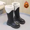 Botas altas de cuero cálidas forradas de polar para niños, nuevas botas altas antideslizantes de otoño e invierno para niñas de 6 a 12 años, dulces botas de princesa