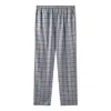 Pantalones de pijama de algodón finos de verano para adultos mayores de mediana edad tejidos en primavera, pantalones de casa de algodón para padre, hombre mayor, una generación de pelo