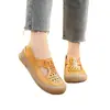 Sandálias Respiráveis Vazadas de Couro Bovino de Primeira Camada para Mulheres, Novo Verão 2026 Versátil Slip-On Sapatos Preguiçosos com Furos