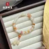 Pulsera de Cuentas Redondas de Jade de Seda Dorada Hotan de Xinjiang Natural para Mujer Exquisita DIY Multi-Gema Pulsera de Cuentas Ábaco Prosperidad Suerte