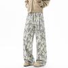 Calidad Tiktok Retro Americano Estampado de Leopardo Pana Diseño Pantalones Casuales Personalidad Juventud Otoño Pantalones Largos Hombre