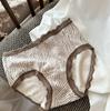 Ropa interior para mujer con estampado de leopardo 7A Antibacteriana Cómoda Transpirable Algodón Cepillado para Mujer Otoño e Invierno Cintura Media Sexy que Cubre la Cadera Bragas para Mujer