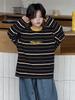 Camiseta Versátil Elegante para Niños Otoño 2025 Top Rayado para Niños Cuello Redondo Tendencia de Moda Coreana Genial