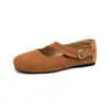 Versión de piel de oveja~Zapatos Mary Jane retro franceses para mujer modelo nuevo 2026, adecuados para faldas, zapatos planos de punta cuadrada tipo ballet poco profundos