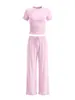 Ropa Casual Recta Holgada Estilo Europeo y Americano para Mujer, Nueva Ropa Deportiva Transfronteriza para Correr, Entrenamiento, Fitness, Pilates, Pantalones Largos y Top Deportivos