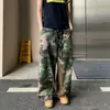 Pantalones Casuales de Leñador Camuflaje Estampado de Leopardo Patchwork Retro Americano Diseño con Sentido para Hombres y Mujeres Holgados Rectos Casuales Largos Modernos