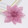 Transfronterizo Nuevo 15cm Flor en Polvo Polvo Pegajoso Flor Recortada Guirnalda de Árbol de Navidad Decoración de Ratán