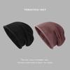 Gorros de Punto para Mujer Otoño e Invierno, Gorros Holgados Otoño e Invierno, Gorros de Lana Versátiles Color Negro Estilo Japonés para Circunferencia de Cabeza Grande, Cubre-Cabeza Postparto para el Frío