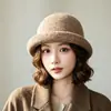 Novo chapéu de lã tweed retrô estilo francês para mulheres, chapéu de pescador de lã moderno para outono e inverno, chapéu bucket elegante que afina o rosto