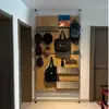 Painel Perfurado de Alumínio Rack de Armazenamento de Parede de Madeira Maciça Rack de Armazenamento Divisória para Sala de Estar Rack de Armazenamento Criativo para Entrada no Chão