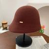 Chapéu Feminino Outono e Inverno Quente Malha Chapéu de Pescador All-match Big Head Preto Chapéu de Balde Estilo Coreano Pequeno Chapéu de Lã