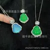 Colgante pequeño de Buda de calcedonia verde de alta calidad, bañado en plata con incrustación de ágata azul, accesorio de collar de jade para mujer, suministro para transmisiones en vivo