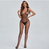 Lencería Sexy Europea y Americana Mameluco Abierto sin Mangas Malla Pequeña Hueco Tentación Medias Negras para Mujer Venta al por Mayor Transfronteriza