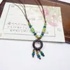 Colar de contas de cerâmica colorida Moda Retro Novo Estilo Chinês Personalidade Colar Longo Camada Dupla Colar Colar Avançado Atacado