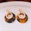 Brincos Argola de Resina com Pino de Prata Galvanizado a Ouro Real 18K, Estilo Melard, Brincos de Moda Personalizados, Brincos de Nicho de Luxo Leve para Mulheres